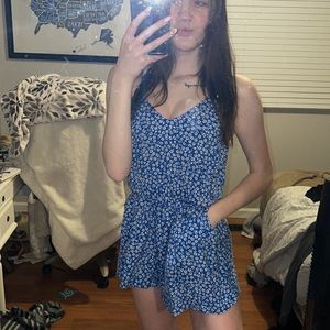 Blue floral Divided romper